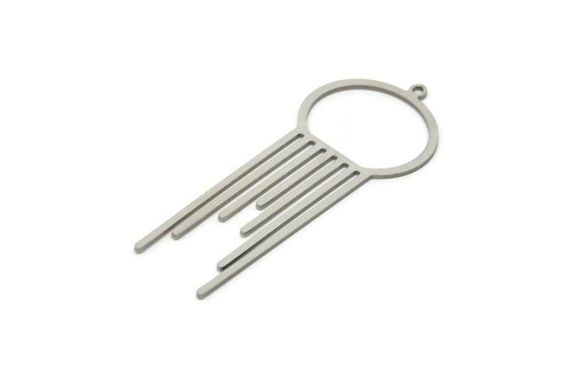 Steel Fringed Charm, Stainless Steel Fringe Shaped Charms With 1