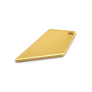 Gold Diamond Charm, 6 Gold Plated Brass Rhombus Stamping Blanks With 1 Hole, Earrings, Findings (20x10x0.80mm) D854