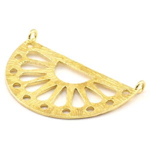 Ethnic Sun Pendant, 2 Raw Brass Semi Circle Pendant With 2 Loops (38x22x1mm) BS 1944