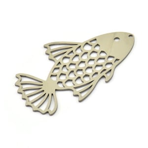 Steel Fish Charm, Stainless Steel Fish Charms With 1 Hole (50x31x0.80mm) SMP1618