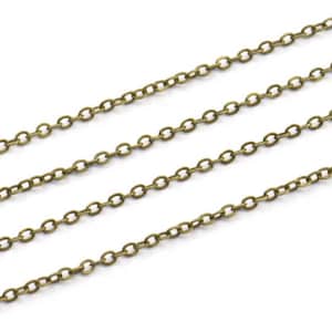 Antique Brass Chain, 95 Meters (1.5x2mm) Antique Bronze Tone Brass Soldered Chain - Y006 ( Z028 )