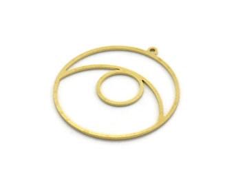Brass Round Charm, 12 Raw Brass Round Shaped Charms With 1 Loop, Charm Pendants (34x32x0.80mm) SMP0031
