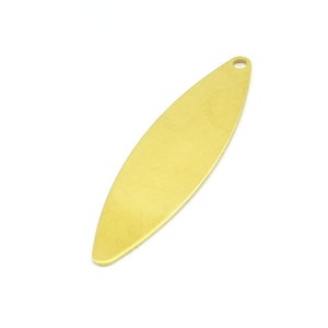 Brass Marquise Charm, 12 Raw Brass Marquise Shape Stamping Blank Charms With 1 Hole Earrings, Findings (45x12x0.80mm) B0288