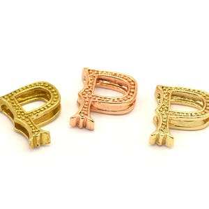 Pingentes de 3 letras, 3 alfabetos de letras de latão, opções de acabamento em ouro rosa e ouro, letras maiúsculas, pingente inicial de letra para colares personalizados