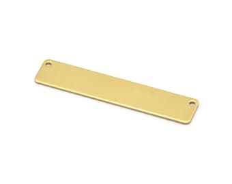 Brass Rectangle Bar, 10 Raw Brass Rectangle Stamping Blanks With 2 Holes , Necklace Pendants (50x10x0.80mm) D0294