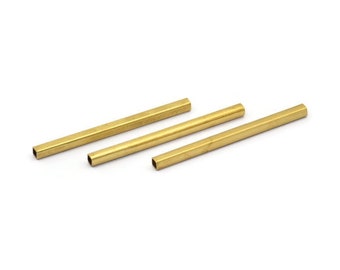 Cuentas tubulares de latón, 50 tubos cuadrados diminutos de latón crudo (2 x 30 mm) Bs 1568