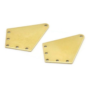 Brass Diamond Charm, 6 Raw Brass Rhombus Charms With 6 Holes, Findings (32x25x1mm) A2262