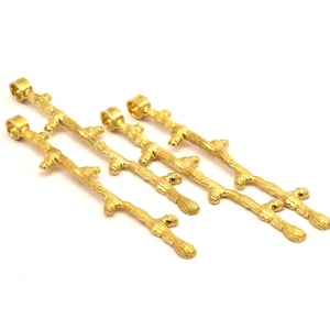 Brass Bar Pendant, 6 Raw Brass Textured  Pendant with 1 Loop (55mm) N0295