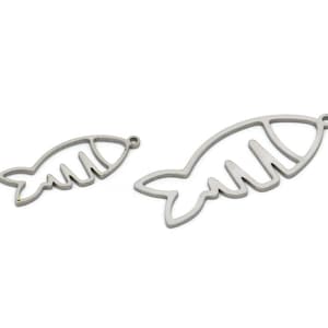 Steel Fish Charm, Stainless Steel Fish Charms With 1 Loop, Blanks, Findings (22/32x0.80mm) SMP2175