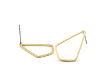Brass Triangle Earring, 10 Raw Brass Triangle Stud Earrings (21x14x0.80mm) D0541 A2098