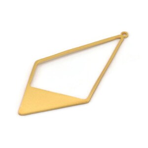 Gold Diamond Charm, 2 Gold Plated Brass Diamond Charms With 1 Loop, Pendants, Findings (56x27.5x0.80mm) E628