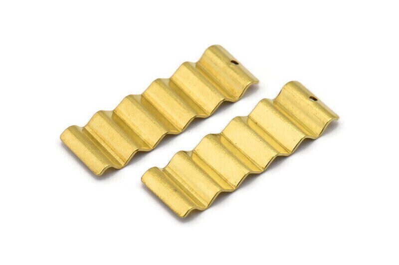 Brass Zig Zag Charm, 6 Raw Brass Zig Zag Shape Charms With 1