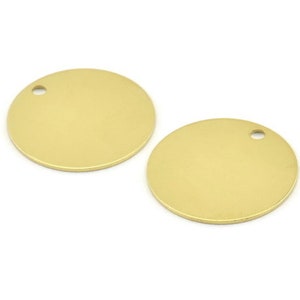 Messing ronde tag, 8 ruwe messing ronde charmes met 1 gat, stempelen tags, gepersonaliseerde letter tag (25x0.80mm) M436