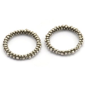 Connettore circolare in argento, 2 connettori circolari in ottone placcato argento antico ad anello chiuso (25x3,5 mm) N1721