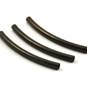 Black Textured Curved Tube Beads, 12 Black Oxidized Brass Curved Tubes (3x40 Mm) Bs 1414 S104