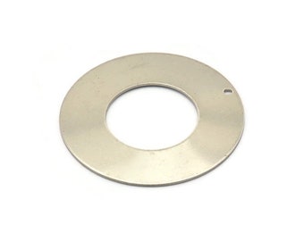 Charm redondo de acero, 6 charms redondos de acero inoxidable con 1 orificio (40 x 0,70 mm) M02890