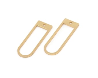 Gold D Shaped Charm, 8 Gold Plated Brass D Shaped Charms With 1 Hole, Earrings, Findings (26x9x1mm) A4416 Q0715