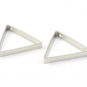 Silver Triangle Charm, 12 Silver Tone Triangles with 2 Holes (24x3x0.6mm) BS 2406