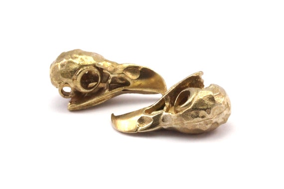 小さな鳥の頭蓋骨、真鍮製の鳥の頭蓋骨ペンダント、（24x11.5x9.5 mm