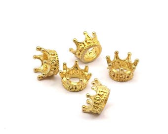 10 Raw Brass Crowns Beads 11x6mm Brc202  R075