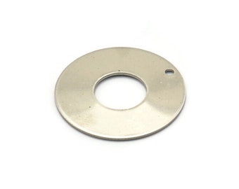 Dije redondo de acero, 8 dijes redondos de acero inoxidable con 1 agujero (25 x 0,70 mm) M02893