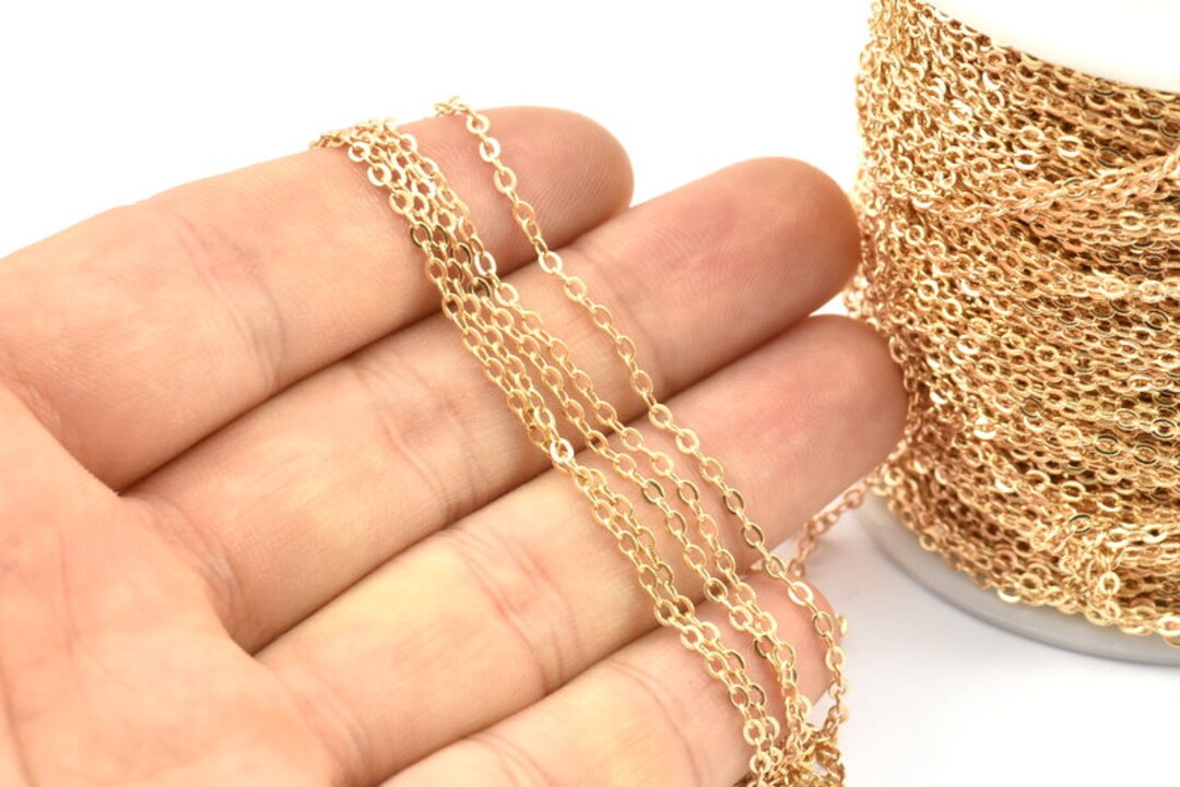 Brass Chain, Raw Brass Soldered Chain (2.4x1.9mm) 5m-10m-20m-50m