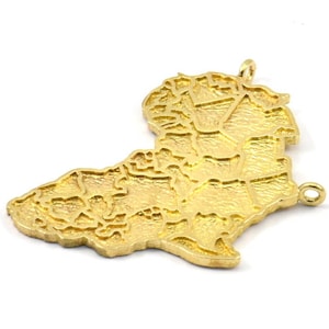 Africa Necklace Pendant, 2 Raw Brass African Continent Pendants, Findings with 2 Loops (39x28mm) U084