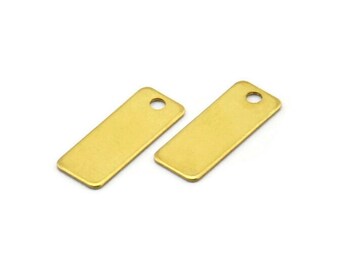 Achados geométricos de latão, 100 pingentes retangulares de latão bruto com 1 furo (6 x 16 mm) Brs 566 A0344