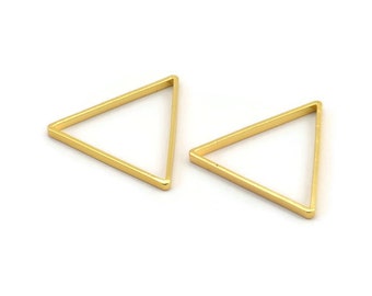 Charme triangle épais, 6 triangles en laiton plaqué or (27x27x27x2.5mm) Brc 138 N0563