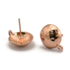 Rose Gold Earring Post, 4 Rose Gold Plated Brass Earring Posts With 1 Loop (12.5x16mm) BS 1839