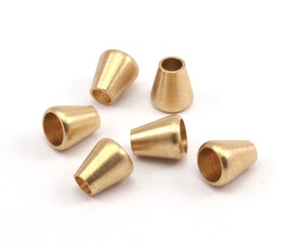 12  Raw Brass Industrial Cone End Caps, Findings, (9x8x6mm)  A0733