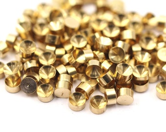 Glue On Rhinestone Base, 100 Raw Brass Glue On Rhinestone Base Setting, Findings  (4mm)  L009