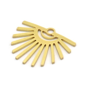 Brass Sun Charm, 6 Raw Brass Sun Shaped Charms With 1 Loop, Charm Pendants, Findings (27x30x1mm) A5698
