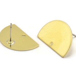 Halve cirkeloorbellen, 8 onbewerkte messing oorbellen met halve maan en 1 gat (22 x 14 x 0,80 mm) M402 A5558