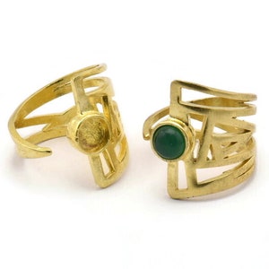 Brass Ring, Raw Brass Ring With 1 Stone Setting - Pad Size 6mm N1951
