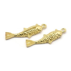 Brass Koi Fish Charm, Raw Brass Koi Fish Pendants, Jewelry Supplies, Findings (27x8mm) N0422