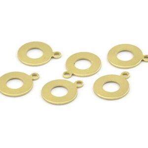 Brass Circle Charm, 50 Raw Brass Circle Charms With 1 Loop, Findings (15x12x0.80mm) M043
