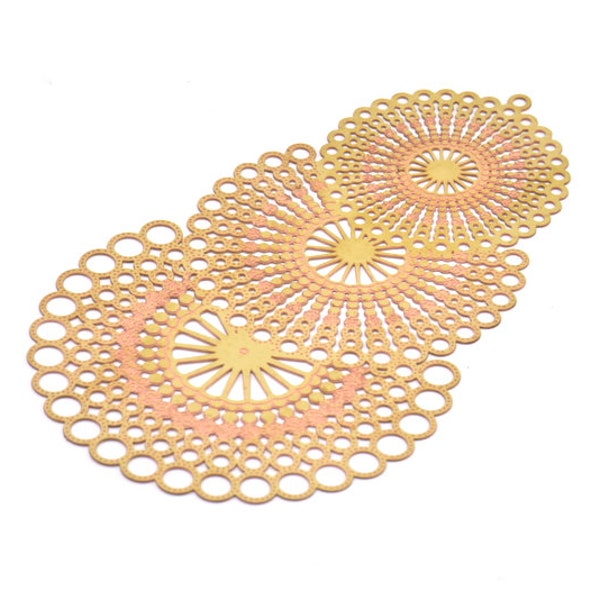 Brass Earring Charm ,2 Raw Brass Ethnic Motif Earring Charms With 1 Loop Pendants, Findings (79x50mm) E465