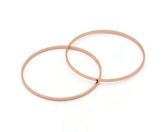 45mm Circle Connectors - 4 Rose Gold Plated Brass Circle Connectors (45x0.75x1.8mm) BS 1072 Q0621