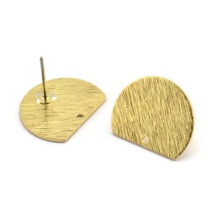 Brass Moon Earring, 8 Textured Raw Brass Half Moon Stud Earrings With 1 Hole, Earrings (19x15x0.80mm) D0769 A1936