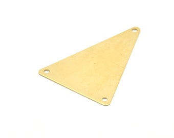 Brass Triangle Charm, 24 Raw Brass Triangle Stamping Blanks With 3 Holes, Earrings, Findings (35x25mm) A1156