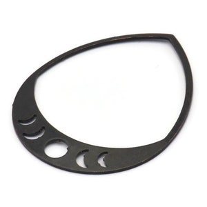 Black Drop Blank, 2 Oxidized Black Brass Moon Phases Blanks, Findings (45x36x0.80mm) M1006 H1311