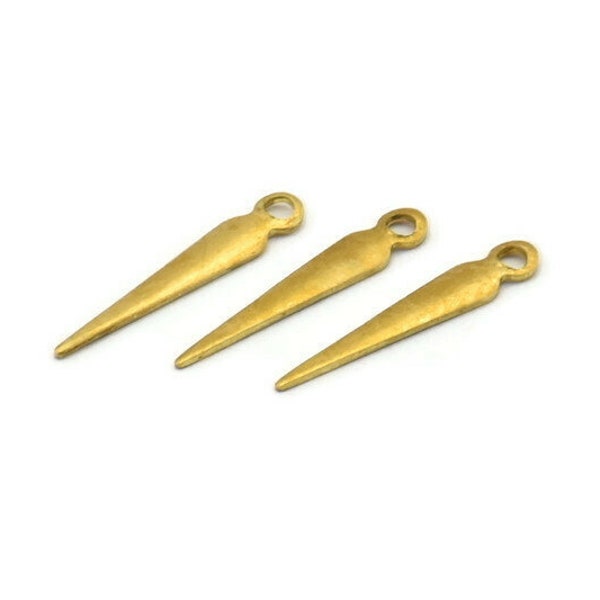 Brass Spike Charm, 50 Raw Brass Spike Charms (17x3mm) A0266