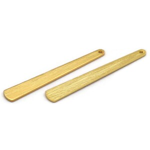 Gold Necklace Bar, 4 Gold Plated Brass Textured Bar Charms With 1 Hole, Earrings, Pendants (43x6x0.80mm) D0795 H0960