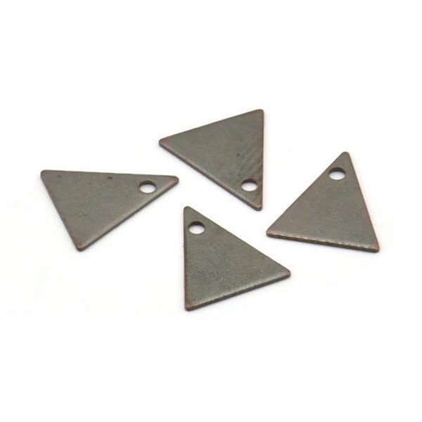 Brass Triangle Charm, 50 Antique Brass Triangle Charms (10x9mm) K094