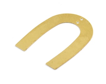 Charm geométrico de latón, 12 colgantes en forma de U de latón crudo con 2 agujeros, dijes, accesorios (35 x 27 x 0,50 mm) E015