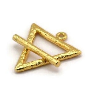 Gold Element Anhänger, texturierter Vergoldetes Messing Element Erde Symbol Anhänger Mit 1 Schlaufe (26 x 23 mm) N1973