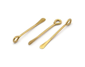 Paddle Eye Pins, 12 Raw Brass Paddle Eye Pins (30x1.2mm) D0385