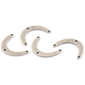 Silver Boomerang Charm, 12 Textured Antique Silver Plated Brass Boomerang Connectors With 3 Holes (20x13x4x0.80mm) D1531