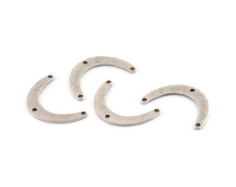 Silver Boomerang Charm, 12 Textured Antique Silver Plated Brass Boomerang Connectors With 3 Holes (20x13x4x0.80mm) D1531